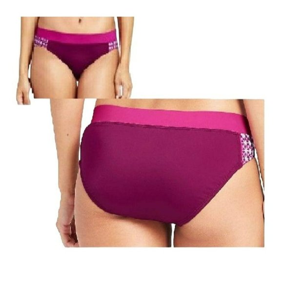 Lands' End Mid Waist Bikini Swim Bottom Boysenberry Dot Woman's Size 4 JJ526 - Picture 1 of 3